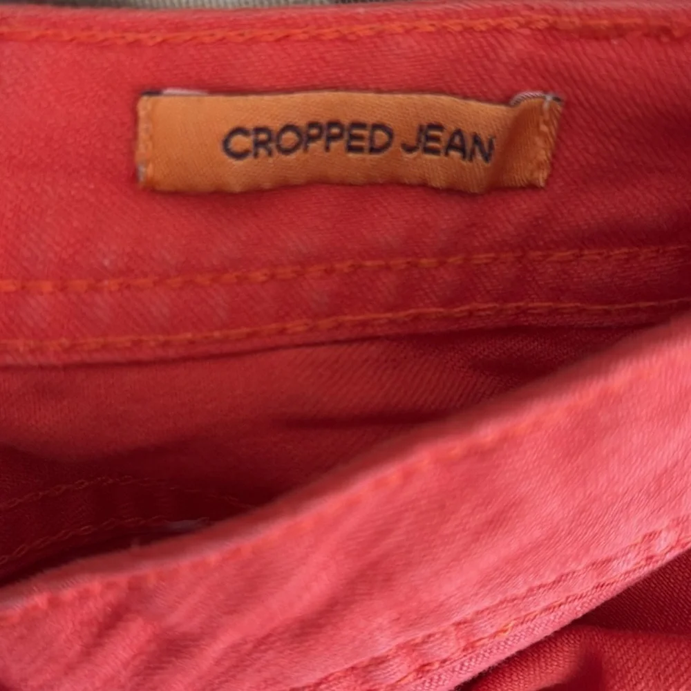 Tory Burch   Jeans  cropped/ankle pants  orange  embroidered back pocket logos
